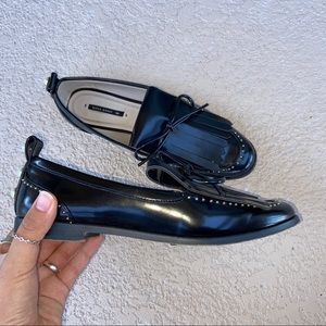 Zara faux leather loafers with pearl detail